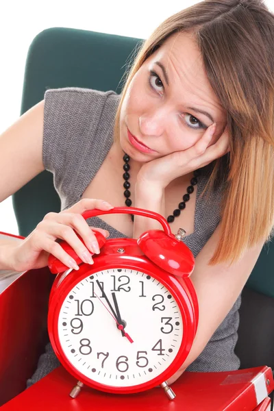 Woman work stoppage Overworked businesswoman plenty of documents — Stock Photo, Image