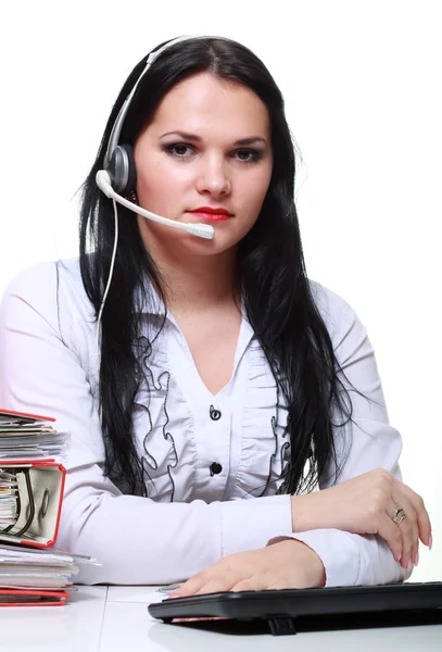 Chica morena joven con auriculares Imagen de stock