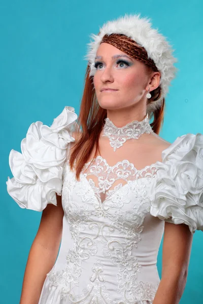 Beautiful ginger in a dress of Snow Queen — Stock Photo, Image