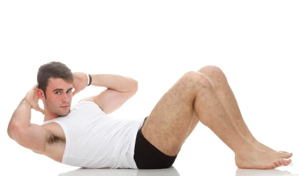 Genç Moda spor adamı fitness kas model adam egzersiz isolat — Stok fotoğraf
