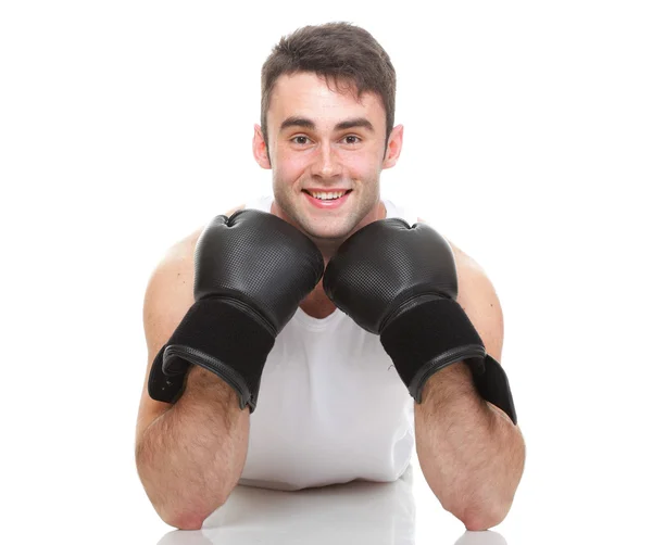 Imagen de estudio aislado de un joven boxeador — Foto de Stock