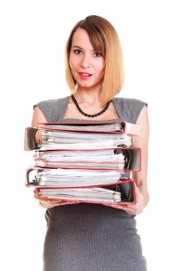 belgeleri bir sürü kadın iş overworked işkadını izole