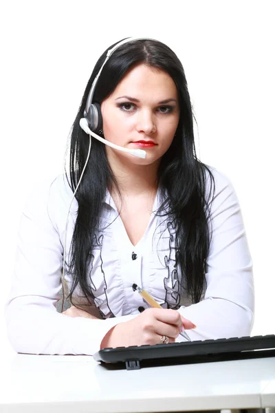 Mulher de negócios moderna com fone de ouvido — Fotografia de Stock