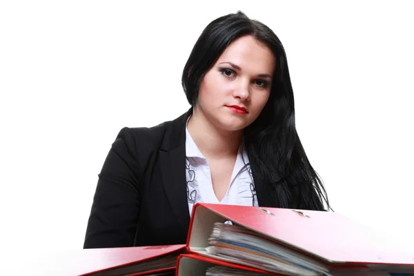 Beautiful woman with folders — Stock Photo, Image