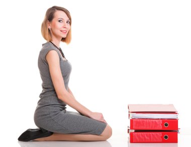 belgeleri bir sürü kadın iş overworked işkadını izole