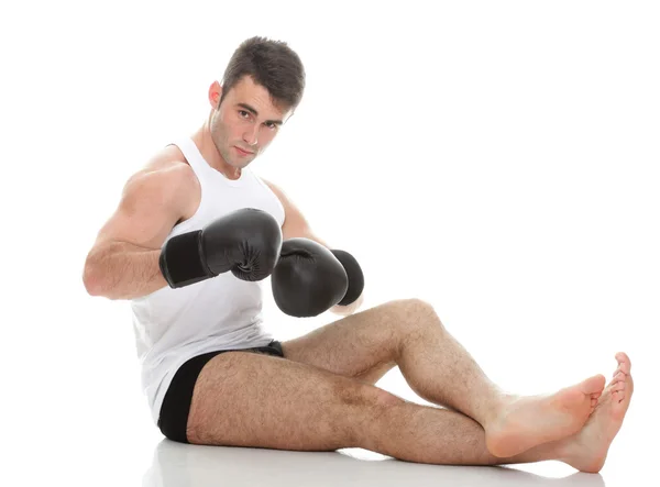 Imagen de estudio aislado de un joven boxeador — Foto de Stock