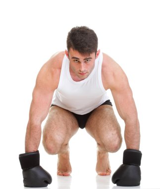 genç bir boksör izole studio resim