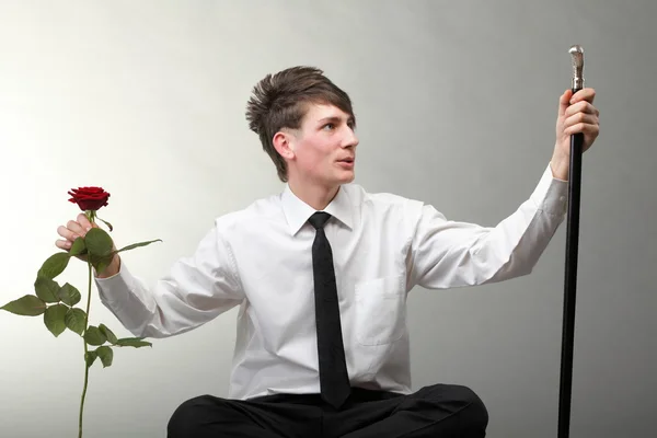 Retrato jovem e rosa amor apaixonado — Fotografia de Stock