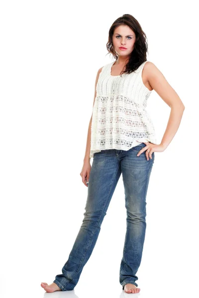 Full length portrait of a pretty young woman posing — Stock Photo, Image