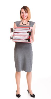 belgeleri bir sürü kadın iş overworked işkadını izole