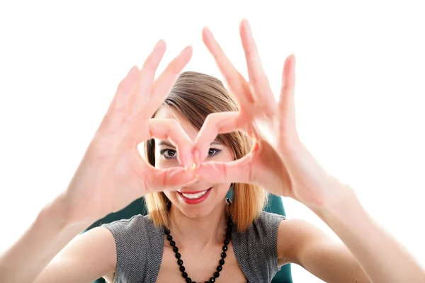 Mujer de negocios mostrando signo ok aislado — Foto de Stock