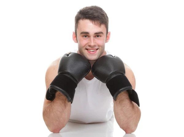 Geïsoleerde studio beeld van een jonge bokser — Stockfoto