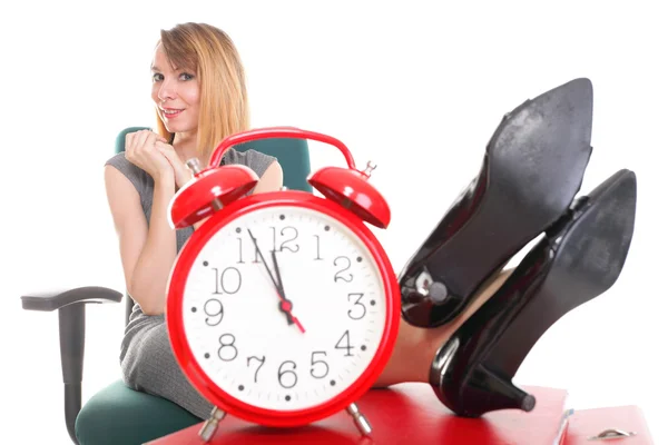 Woman work stoppage businesswoman relaxing legs up — Stock Photo, Image