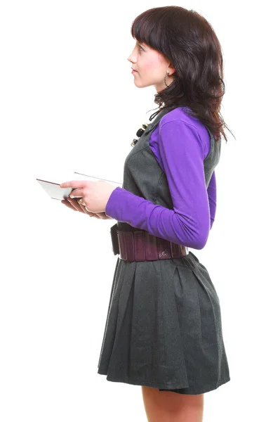 Beautiful young woman reading book isolated — Stock Photo, Image