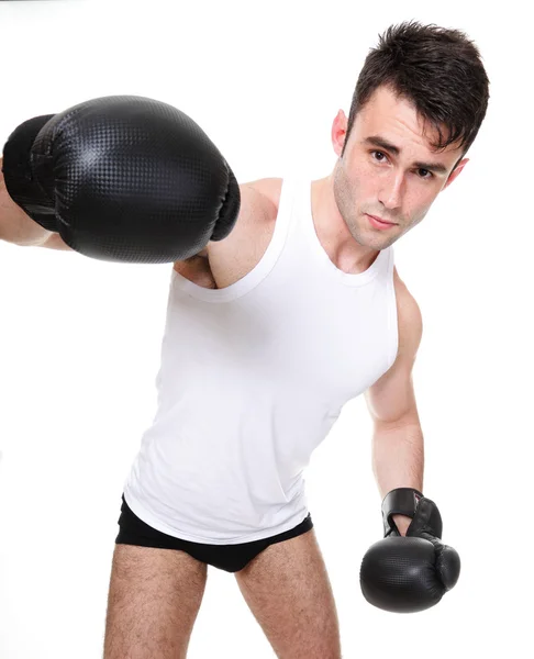 Imagen de estudio aislado de un joven boxeador — Foto de Stock