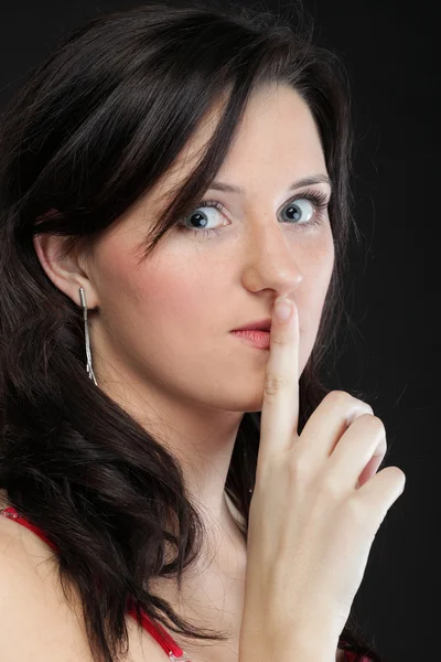 Young girl asking for silence — Stock Photo, Image
