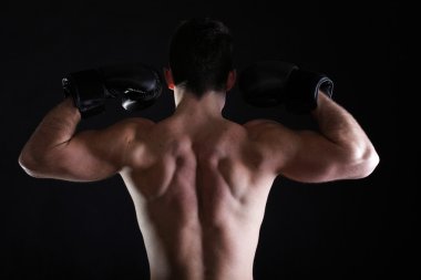 portre sporcu boxer studio koyu arka plan