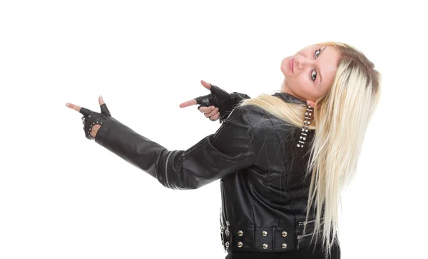 Vrouw Toon tonen mooie jonge vrouwelijke rock geïsoleerd — Stockfoto
