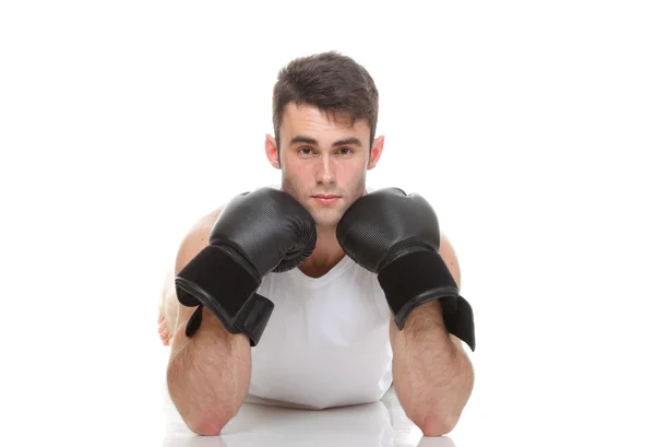 Izolované studio obrázek mladý boxer — Stock fotografie