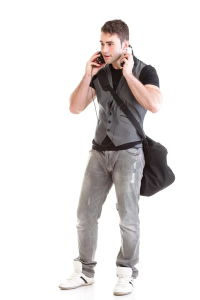 Schoolboy and music — Stock Photo, Image