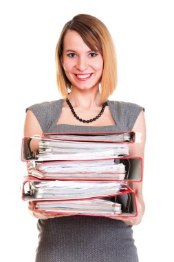 belgeleri bir sürü kadın iş overworked işkadını izole