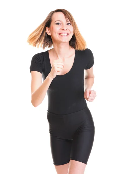 Woman running isolated on white — Stock Photo, Image