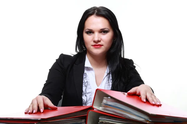 Beautiful woman with folders — Stock Photo, Image