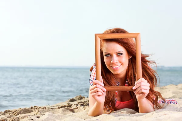 Woman Holding Frame — стоковое фото