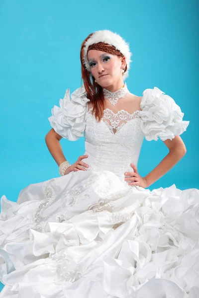 Beautiful ginger in a dress of Snow Queen — Stock Photo, Image