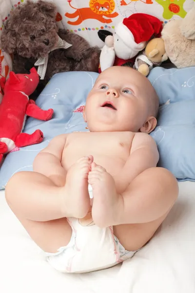 Baby boy in diaper — Stock Photo, Image