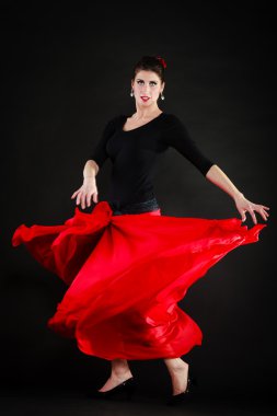 dans. İspanyol kız kırmızı etek Flâmenko Dansı