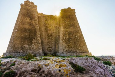 Mesa Roldan Kulesi, Cabo de Gata Nijar Doğal Parkı, Endülüs İspanya. Carboneras Turist Çekimi.