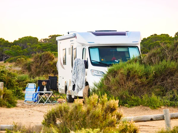 Кемпинг Берегу Моря Camper Vehicle Beach Medanean Coast Spain — стоковое фото