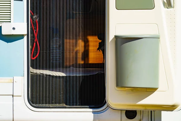 Camper Recreational Vehicle Trash Can Door Curtain Insect Screen Holidays — Fotografia de Stock