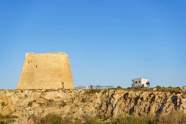 Motor Domů Mesa Roldan Tower Návštěva Přírodního Parku Cabo Gata — Stock fotografie