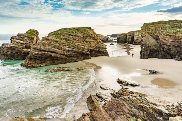 Beach Cathedrals Playa Las Catedrales Ribadeo Province Lugo Galicia Cliff — Foto Stock