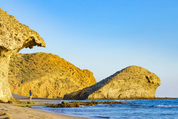 Spaziergänger Strand Von Monsul Naturpark Cabo Gata Nijar Küste Von — Stockfoto