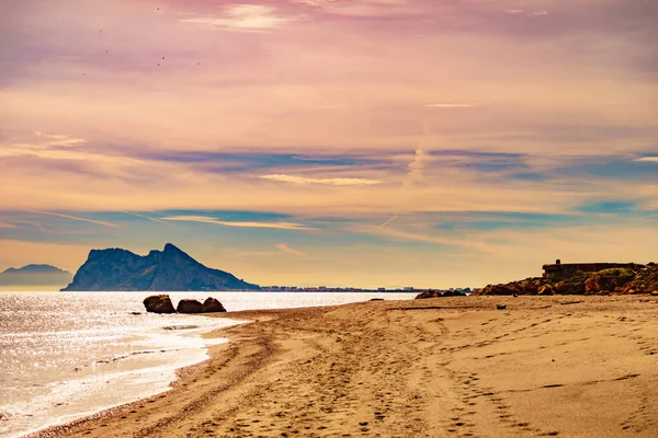 Gibraltar Rock Territorio Británico Ultramar Costa Española Vista Desde Playa —  Fotos de Stock