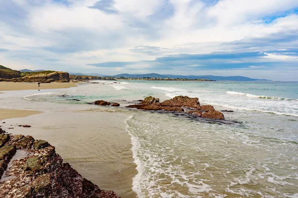 Pláž Katedrály Playa Las Catedrales Ribadeo Provincie Lugo Galicie Útesové — Stock fotografie