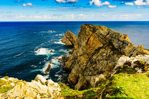 Mare Dell Oceano Atlantico Delle Asturie Costa Rocciosa Cape Penas — Foto Stock