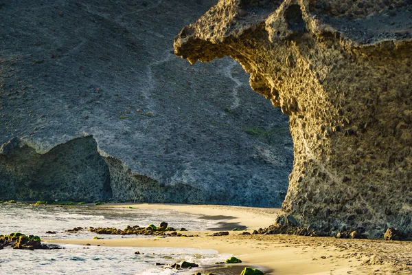 Paesaggio Costiero Spagna Spiaggia Monsul Nel Parco Naturale Cabo Gata — Foto Stock