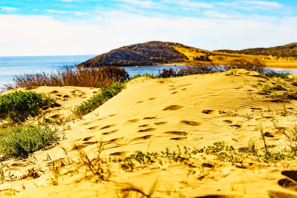 Medelhavskustlandskap Strandstrand Murcia Regionen Calblanque Regional Park Spanien Turistattraktion — Stockfoto