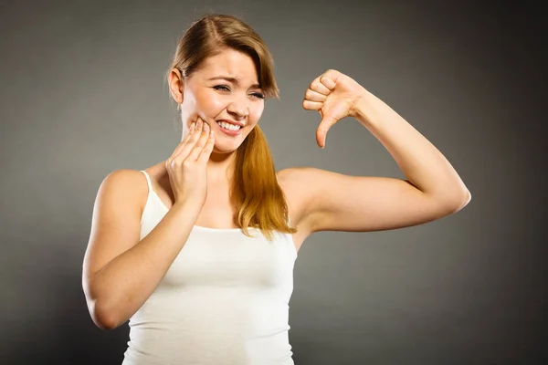 Tandheelkundige Zorg Kiespijn Jonge Vrouw Achy Meisje Lijden Aan Vreselijke — Stockfoto