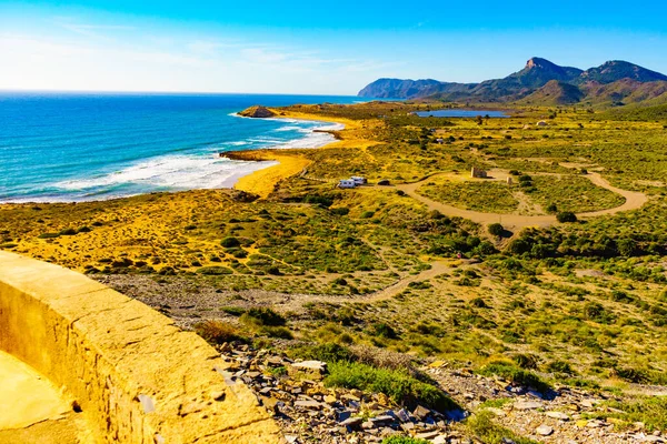 Middellandse Zee Kust Landschap Strand Zee Kust Murcia Regio Calblanque — Stockfoto