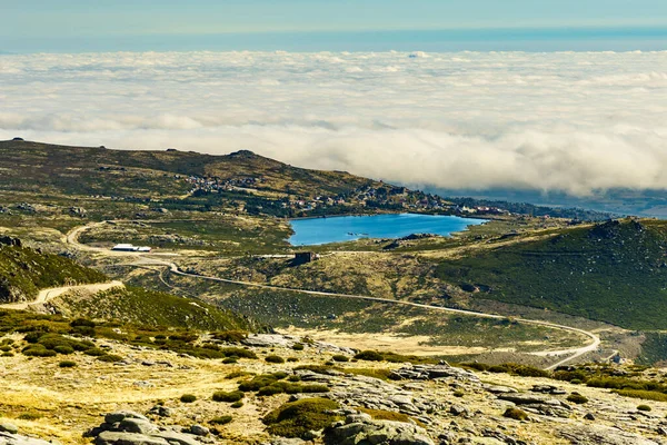 Clouds Mountain Peak Serra Estrela Highest Place Continental Portugal — Stock Photo, Image