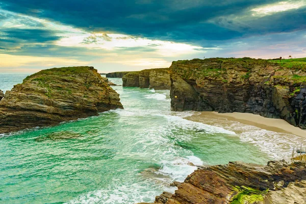 Klippformationer Cathedral Beach Galicien Spanien Playa Las Catedrales Som Catedrais — Stockfoto