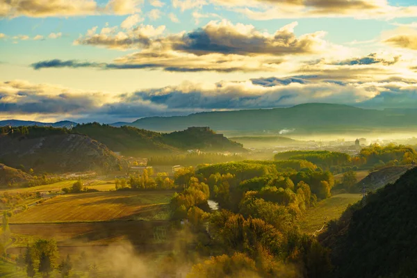 Morning View Fog Valley Aguilar Campoo Province Palencia Castile Leon — Fotografia de Stock