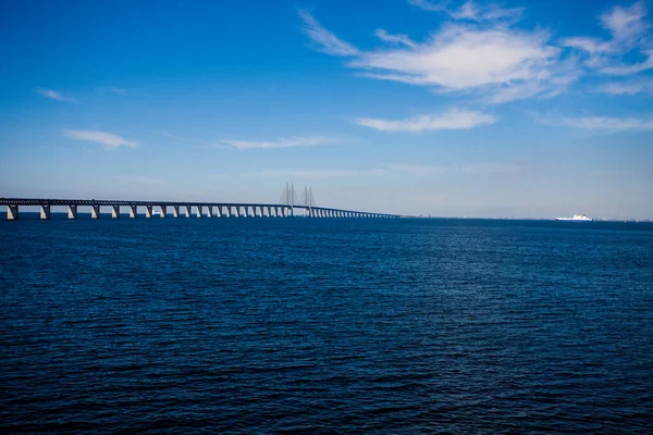 Oresundsbron Оресуннский Мост Между Данией Швецией Европа Балтийское Море Ориентир — стоковое фото