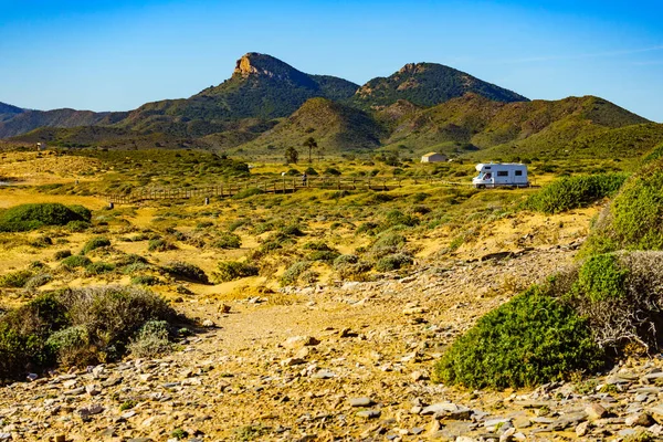 Blick Auf Die Küste Mit Wohnmobil Camping Strand Spanien Region — Stockfoto