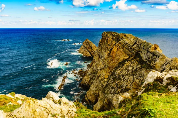 Mare Dell Oceano Atlantico Delle Asturie Costa Rocciosa Cape Penas — Foto Stock